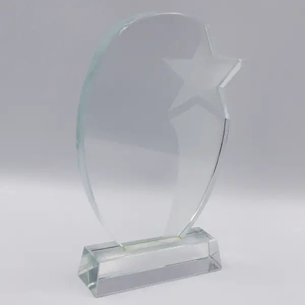 Shooting Star Round Glass Trophy - simple
